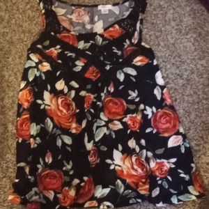 Black floral tank top